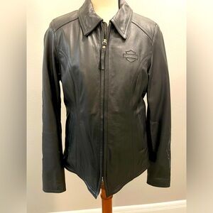 Authentic leather Harley riding jacket with liner and cold weather insert